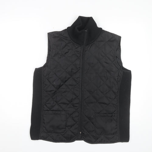 Kenneth Cole Womens Black L Quilted Sleeveless Waistcoat