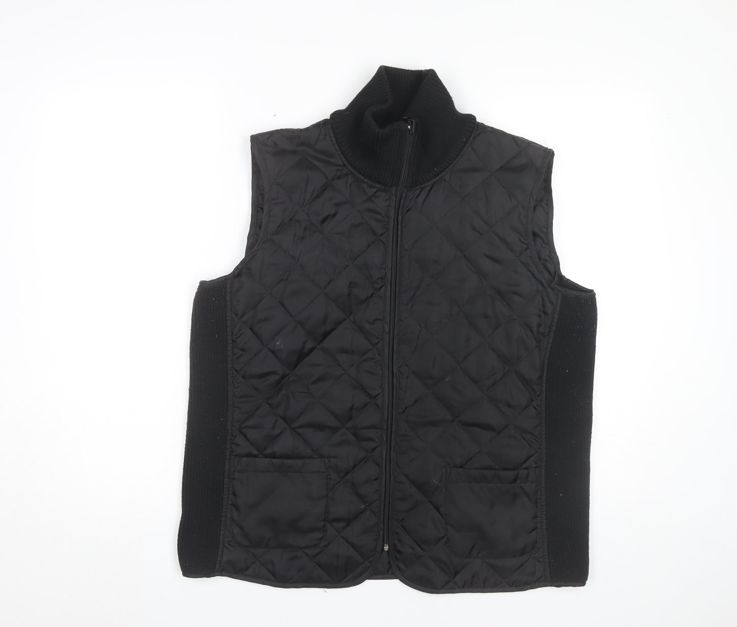 Kenneth Cole Womens Black L Quilted Sleeveless Waistcoat