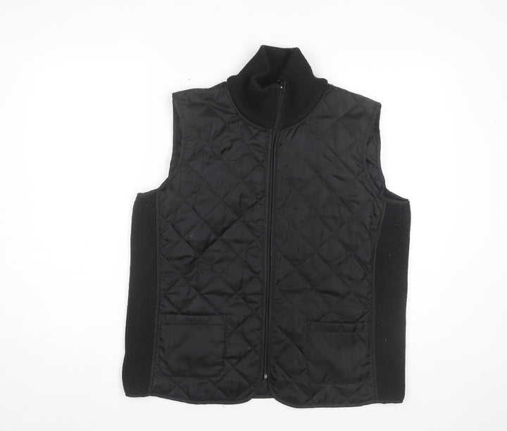 Kenneth Cole Womens Black L Quilted Sleeveless Waistcoat