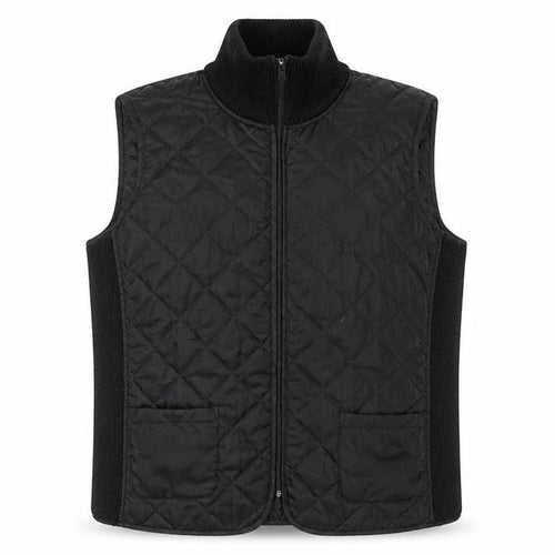 Kenneth Cole Womens Black L Quilted Sleeveless Waistcoat