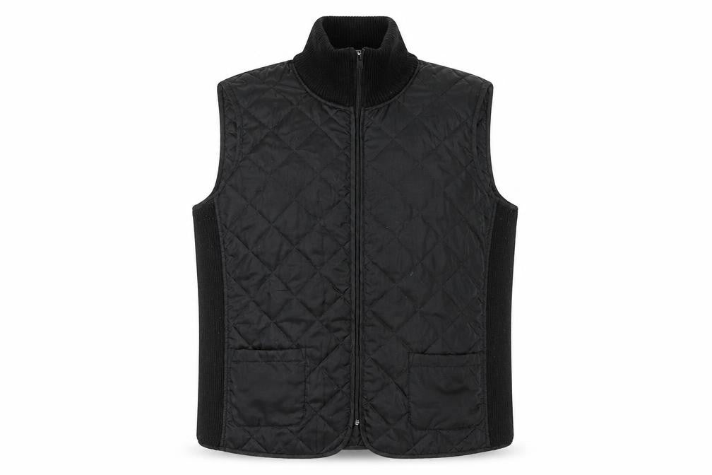 Kenneth Cole Womens Black L Quilted Sleeveless Waistcoat