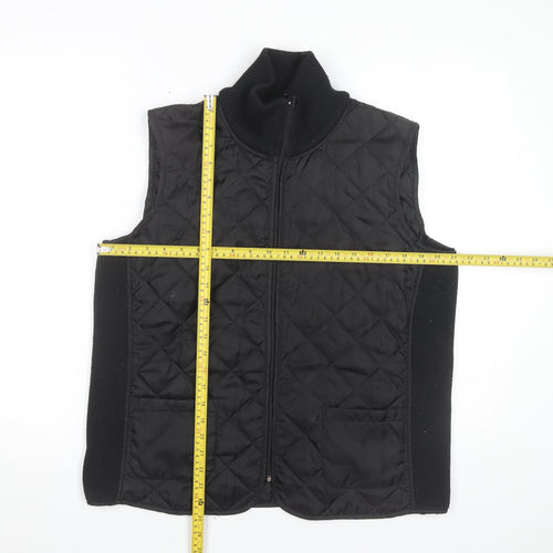 Kenneth Cole Womens Black L Quilted Sleeveless Waistcoat