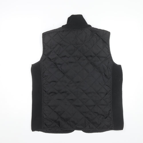Kenneth Cole Womens Black L Quilted Sleeveless Waistcoat