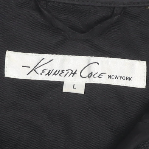 Kenneth Cole Womens Black L Quilted Sleeveless Waistcoat