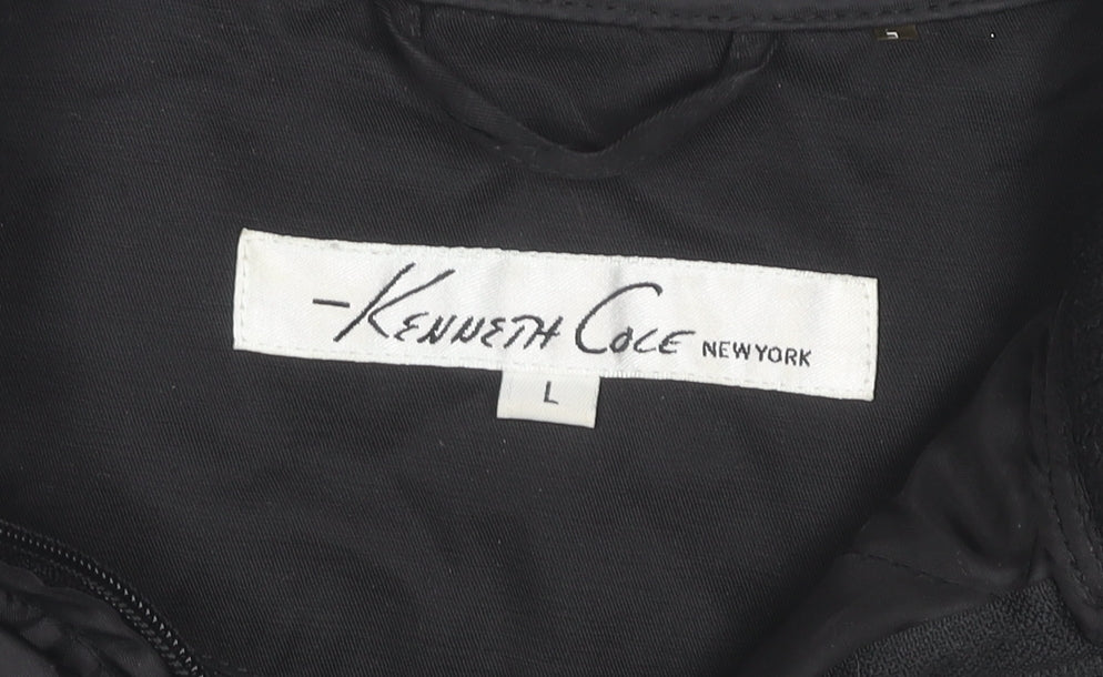 Kenneth Cole Womens Black L Quilted Sleeveless Waistcoat