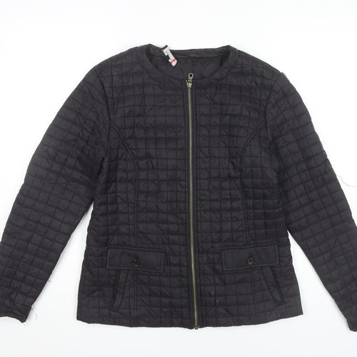 Incorporatewear Womens Black Quilted Jacket Size M Zip Front Casual
