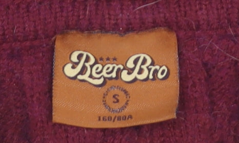 BeerBro Womens Multicoloured S Cable-Knit Hooded Full Zip Jumper