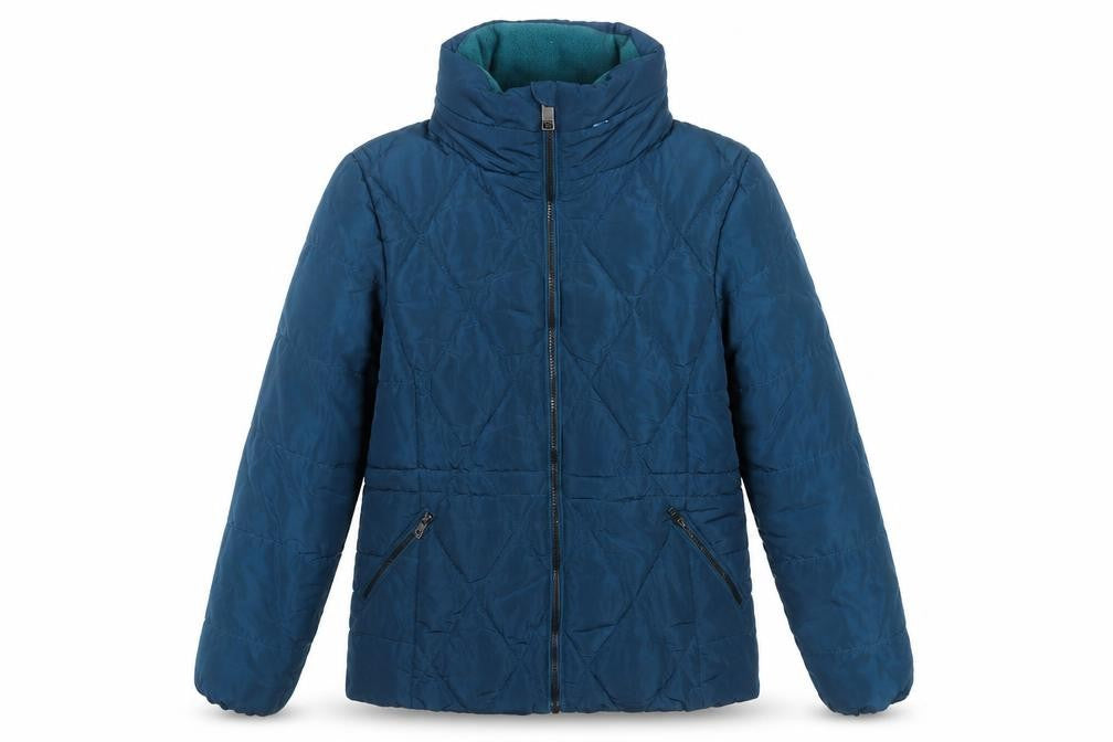 Front view of Marks & Spencer Women Blue, size 6, Quilted Puffer Jacket