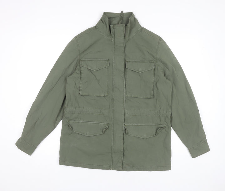 Marks and Spencer Womens Green Size 8 Military Jacket Cotton Blend