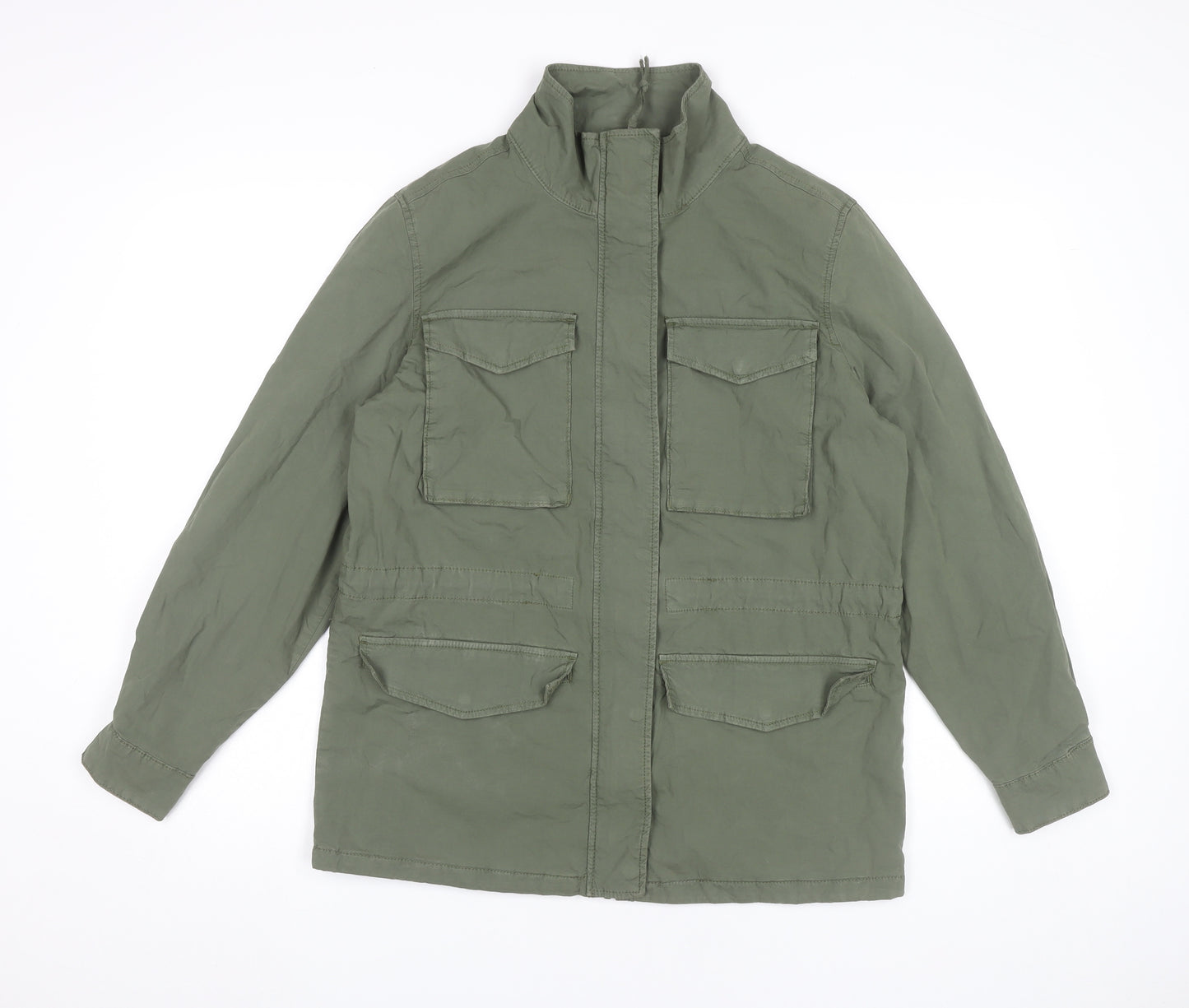 Marks and Spencer Womens Green Size 8 Military Jacket Cotton Blend