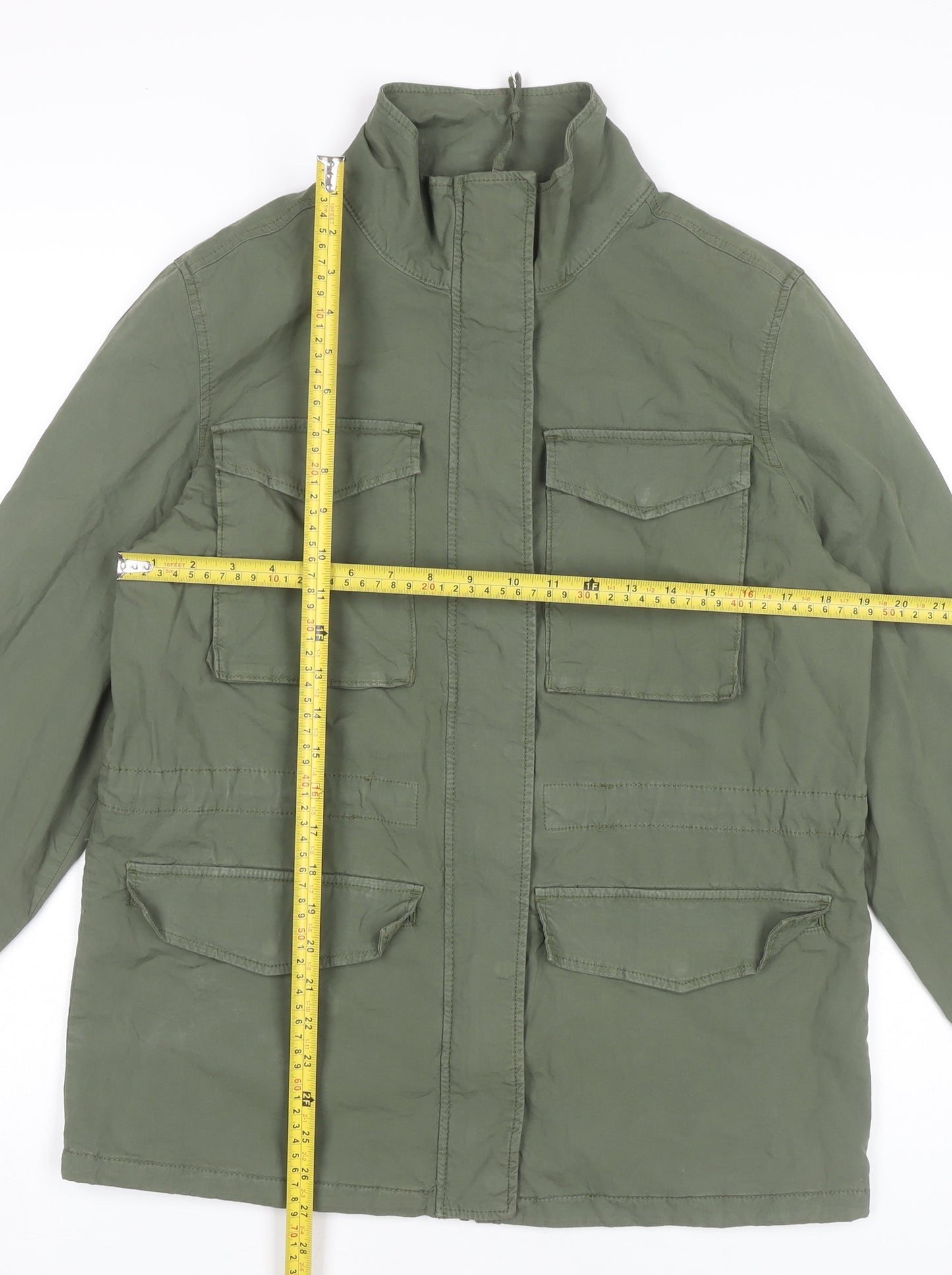 Marks and Spencer Womens Green Size 8 Military Jacket Cotton Blend
