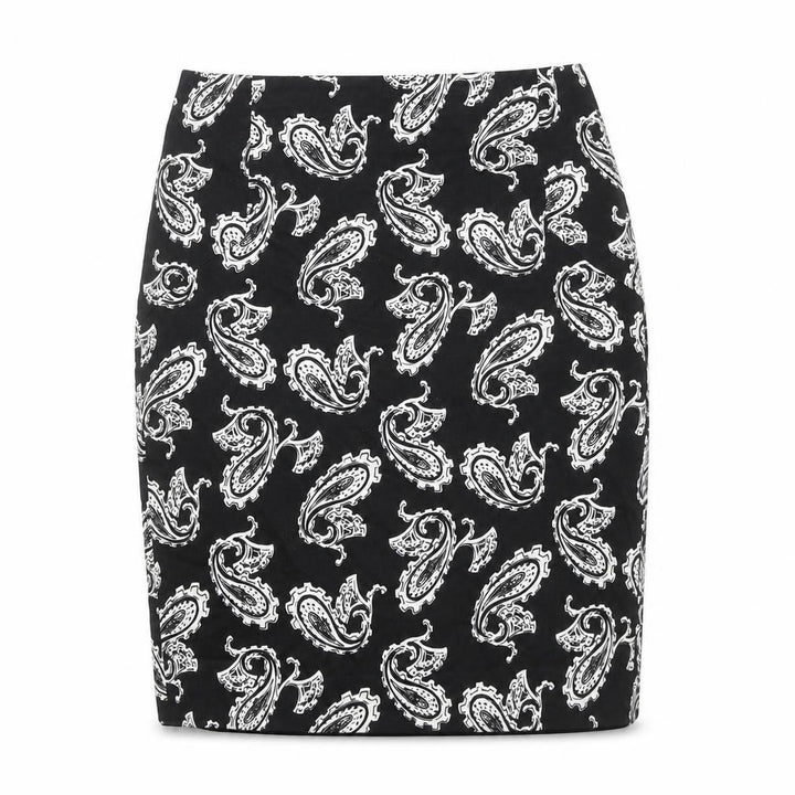 Mango Women's Black Paisley Pencil Skirt Size 12 Knee Length Workwear