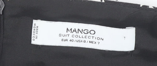 Mango Women's Black Paisley Pencil Skirt Size 12 Knee Length Workwear
