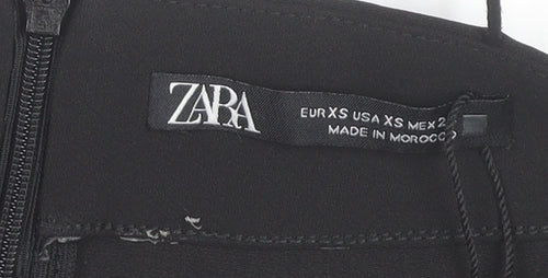 Zara Womens Black XS Bodycon Party Mini Dress Beaded Strappy
