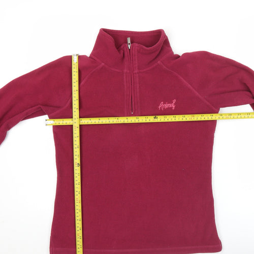 Animal Womens Pink Fleece Sweatshirt M 1/4 Zip Pullover Jumper