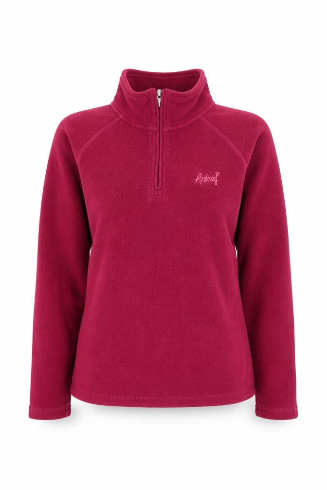 Front view of Animal women’s pink fleece sweatshirt m 1/4 zip jumper