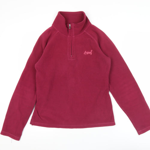 Animal Womens Pink Fleece Sweatshirt M 1/4 Zip Pullover Jumper
