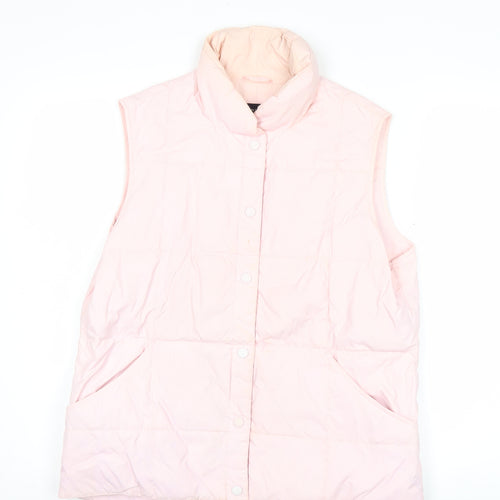 Lands' End Women's Pink Puffer Waistcoat M 10-12 Quilted Down