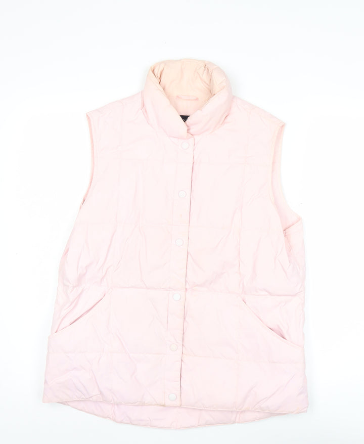 Lands' End Women's Pink Puffer Waistcoat M 10-12 Quilted Down