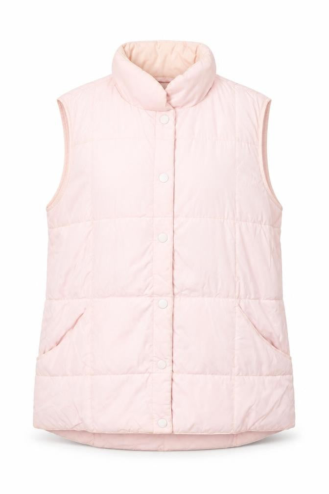 Lands' End Women's Pink Puffer Waistcoat M 10-12 Quilted Down
