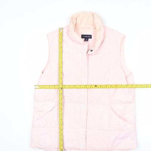 Lands' End Women's Pink Puffer Waistcoat M 10-12 Quilted Down