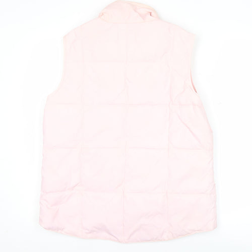 Lands' End Women's Pink Puffer Waistcoat M 10-12 Quilted Down
