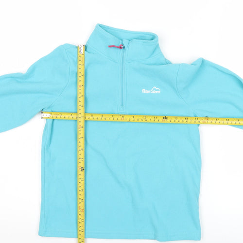 Peter Storm Girls Blue Fleece Sweatshirt 9-10 Years 1/4 Zip Pullover