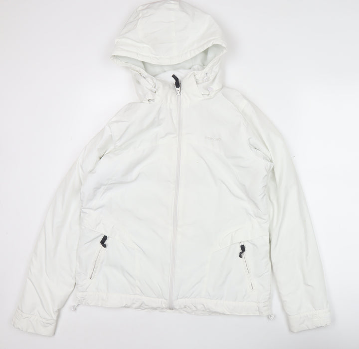 Reebok Women’s White Puffer Jacket Size M Hooded Winter Coat