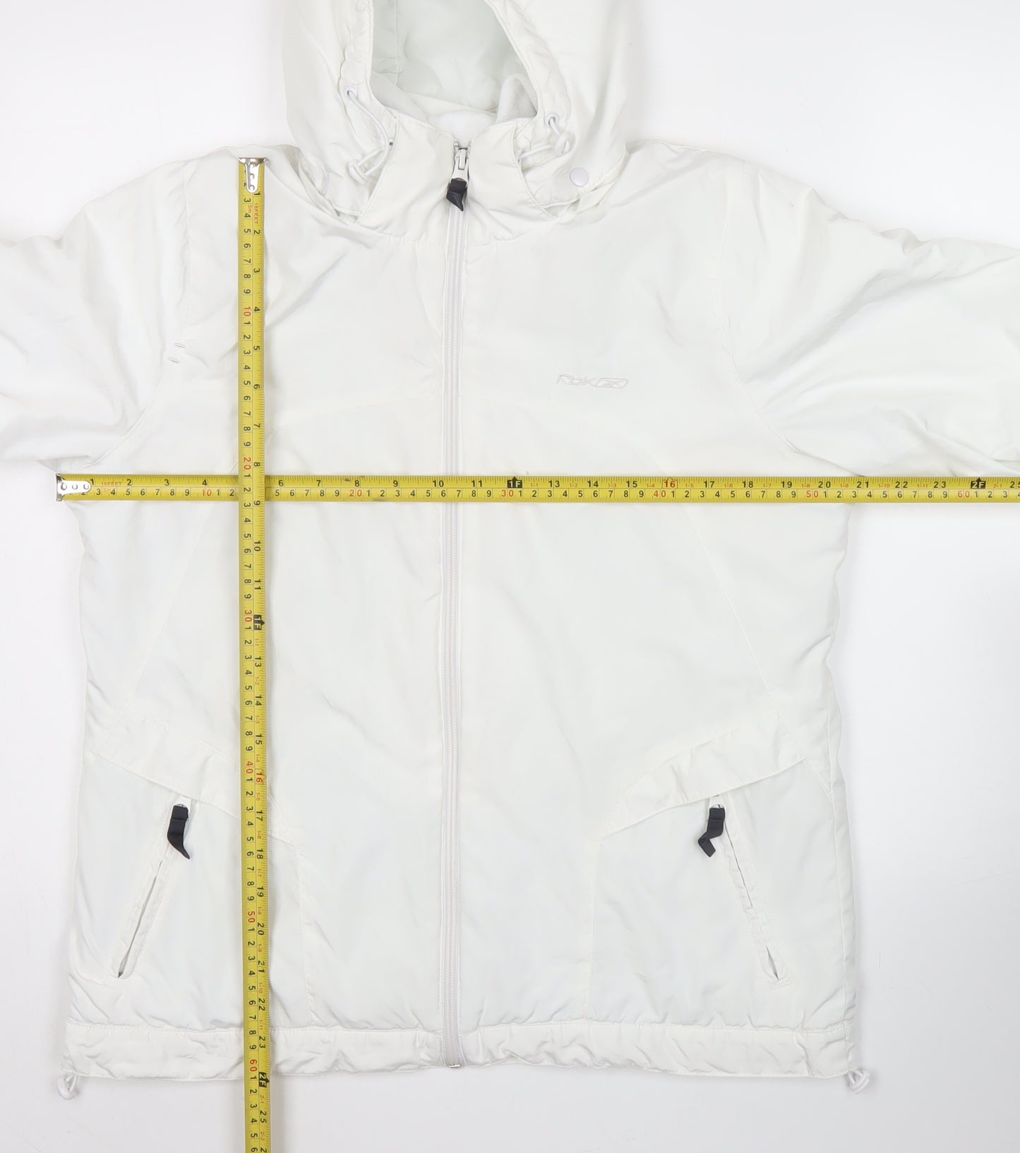 Reebok Women’s White Puffer Jacket Size M Hooded Winter Coat
