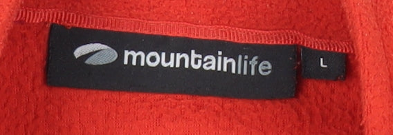 Mountain Life Mens Red Fleece Pullover Sweatshirt Size L Hiking