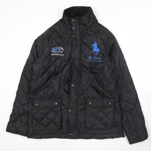 Result Mens Black Quilted Jacket Small RCC Polo Club Embroidered