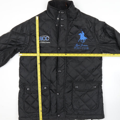 Result Mens Black Quilted Jacket Small RCC Polo Club Embroidered
