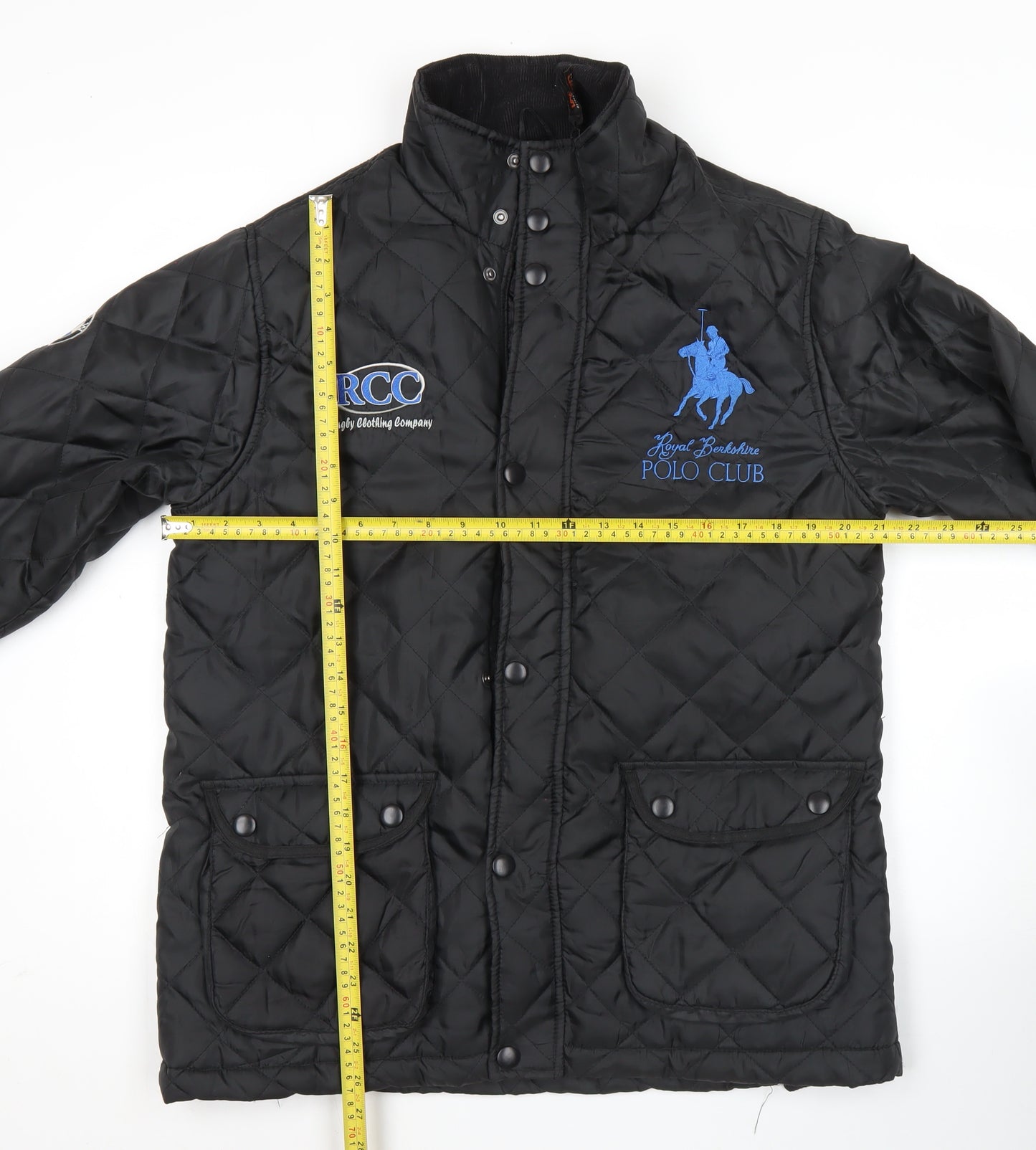 Result Mens Black Quilted Jacket Small RCC Polo Club Embroidered