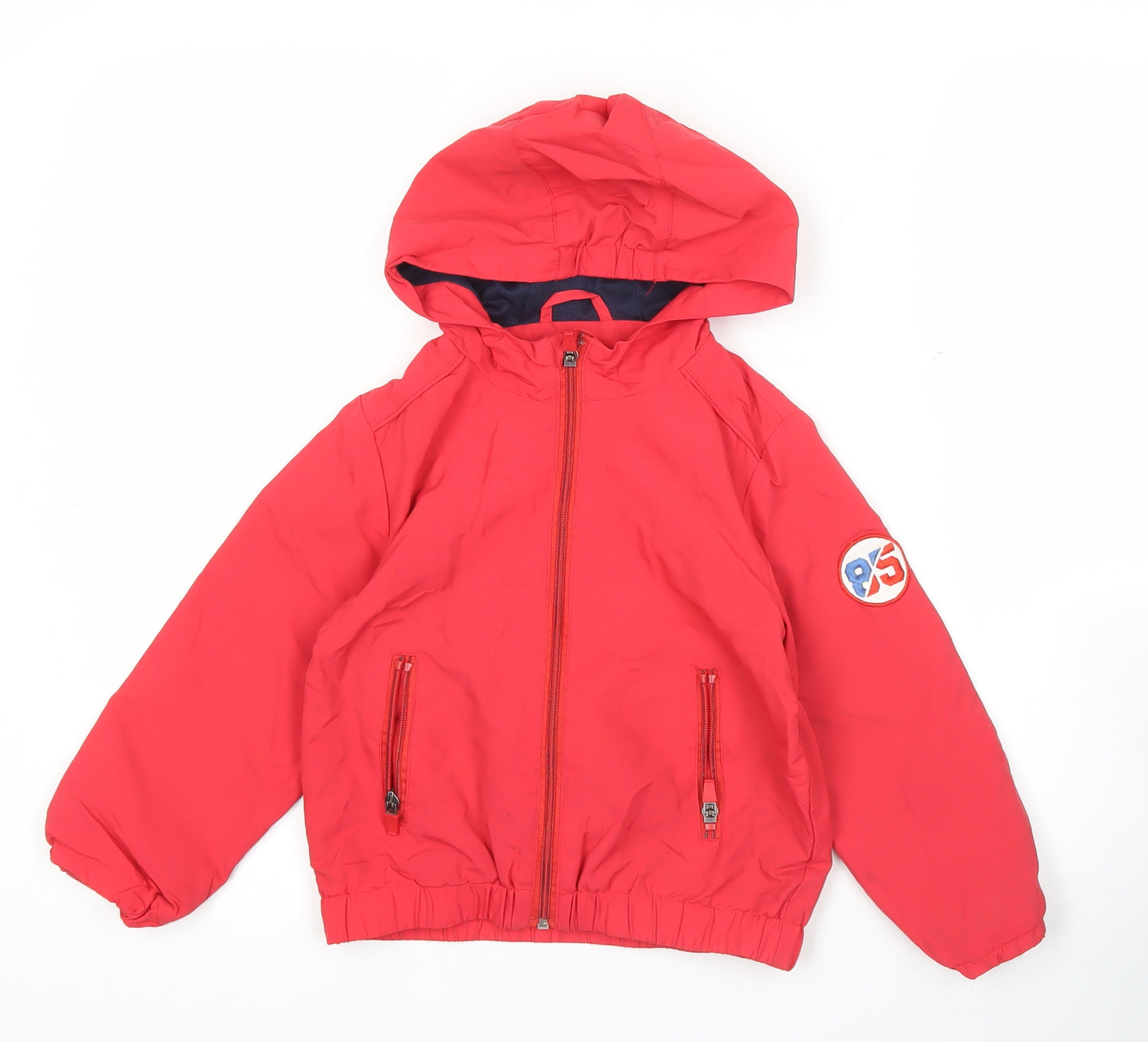 La Redoute Boys Red Hooded Windbreaker Jacket 5 Years Full Zip