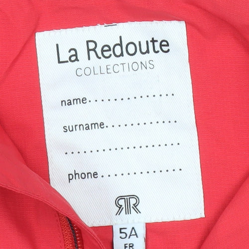 La Redoute Boys Red Hooded Windbreaker Jacket 5 Years Full Zip