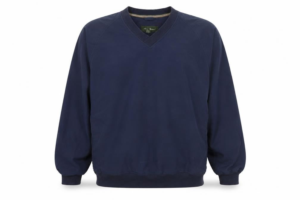 Front view of Eddie Bauer Men’s Blue V-Neck Pullover Sweatshirt, size L