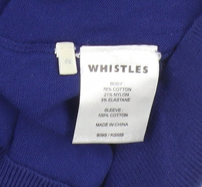 Whistles Womens Blue Size 12 Puff Sleeve V-Neck Cardigan