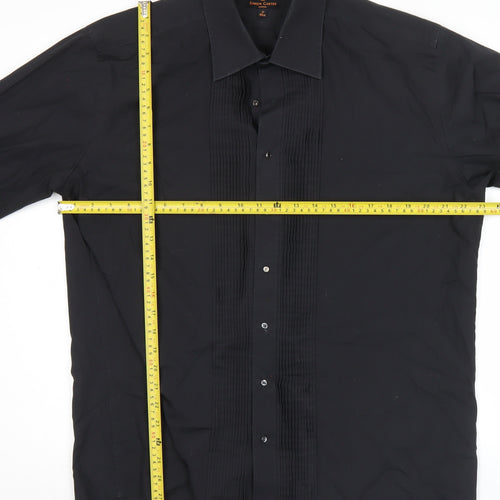 Simon Carter Men’s Black 17/43cm Formal Cotton Pleated Dress Shirt