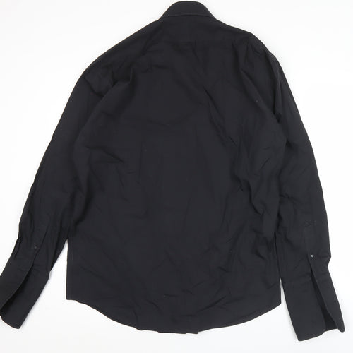 Simon Carter Men’s Black 17/43cm Formal Cotton Pleated Dress Shirt