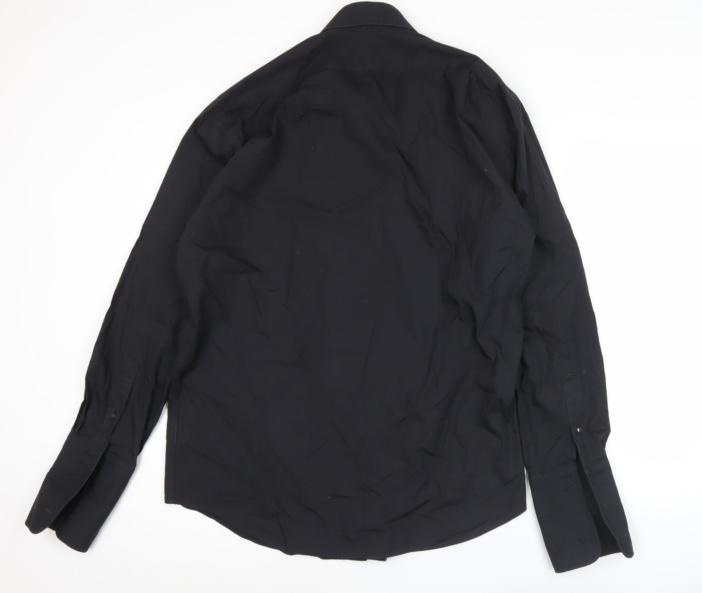 Simon Carter Men’s Black 17/43cm Formal Cotton Pleated Dress Shirt