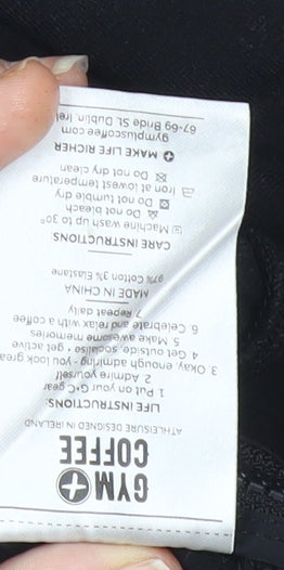 Gym+Coffee Men’s Black Sweatshirt M Crew Neck Pullover with Zip Detail