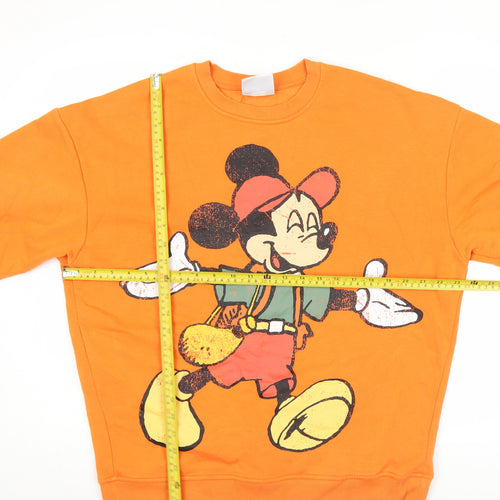 Disney Womens Orange Mickey Mouse XS Sweatshirt Pullover