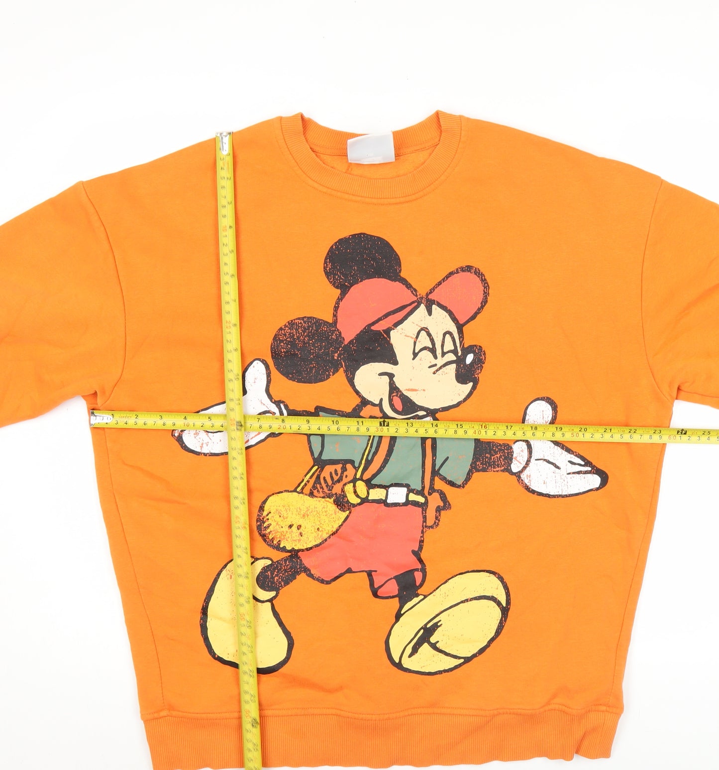 Disney Womens Orange Mickey Mouse XS Sweatshirt Pullover