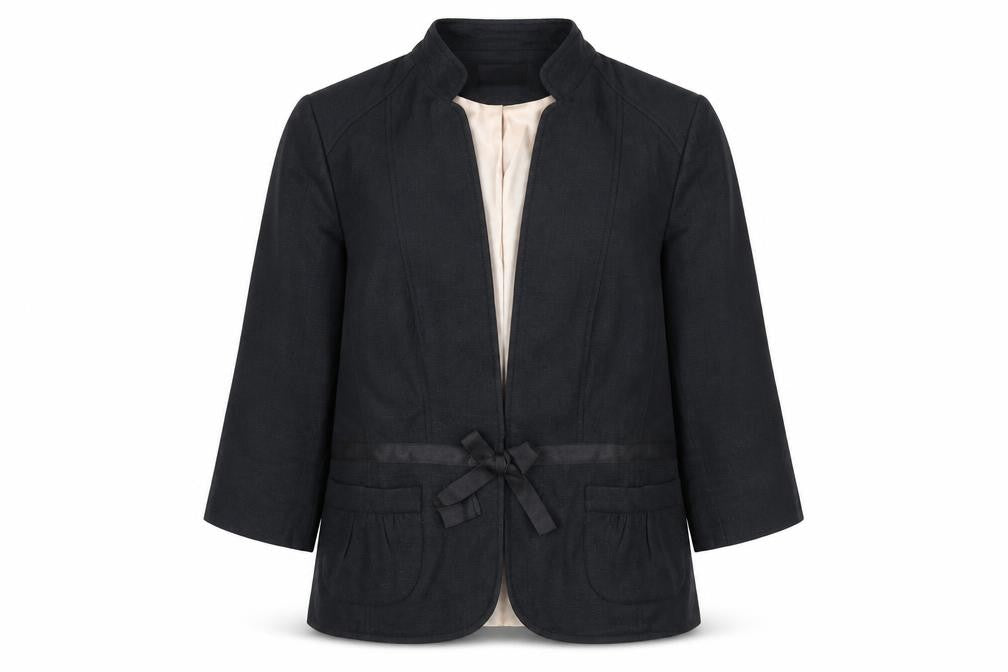 Front view of Principles women’s black, size UK 14, tailored blazer jacket 3/4 sleeve