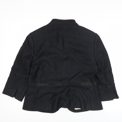 Principles Womens Black Size 14 Tailored Blazer Jacket 3/4 Sleeve