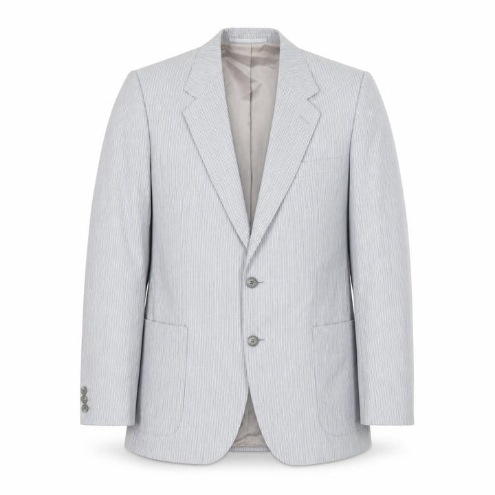 Front view of Joshua Taylor Cambridge Men's Grey Striped 40R Blazer Jacket