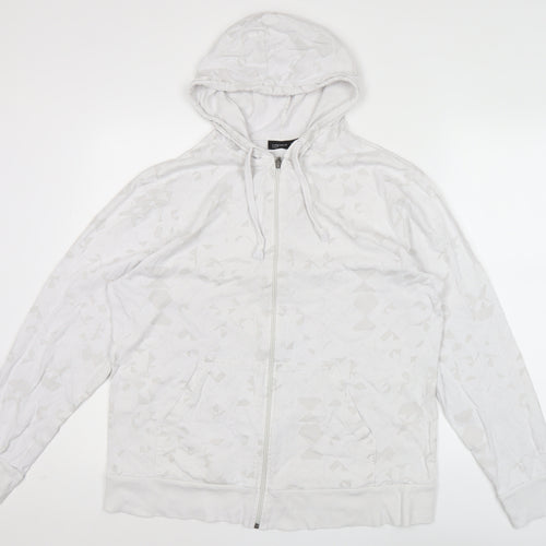 Cedarwood State Men’s White XL Hoodie Full Zip Geometric Pattern