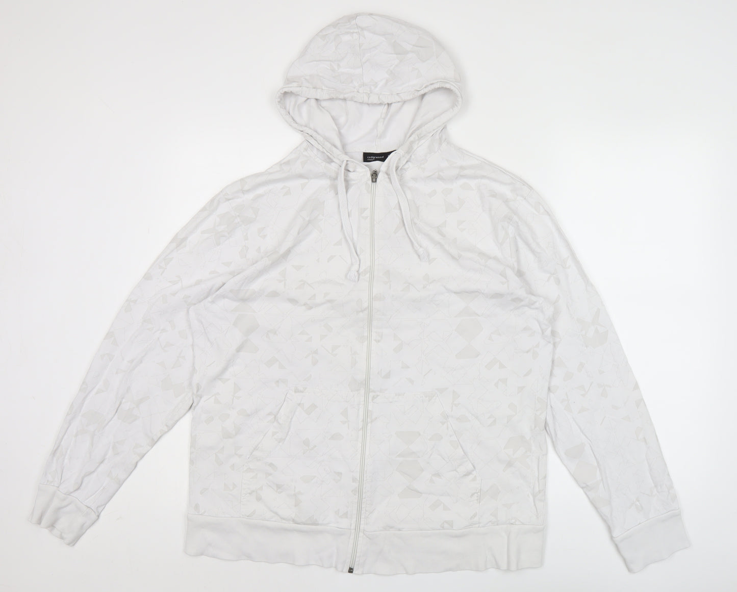 Cedarwood State Men’s White XL Hoodie Full Zip Geometric Pattern
