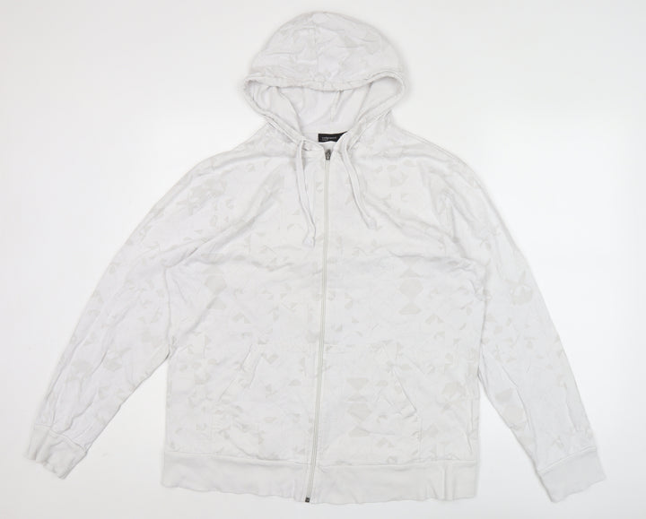 Cedarwood State Men’s White XL Hoodie Full Zip Geometric Pattern