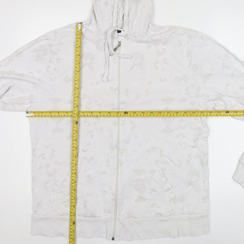 Cedarwood State Men’s White XL Hoodie Full Zip Geometric Pattern